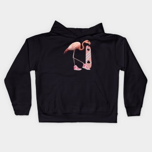 Flamingo and Pink shoes sneakers and skateboard Kids Hoodie